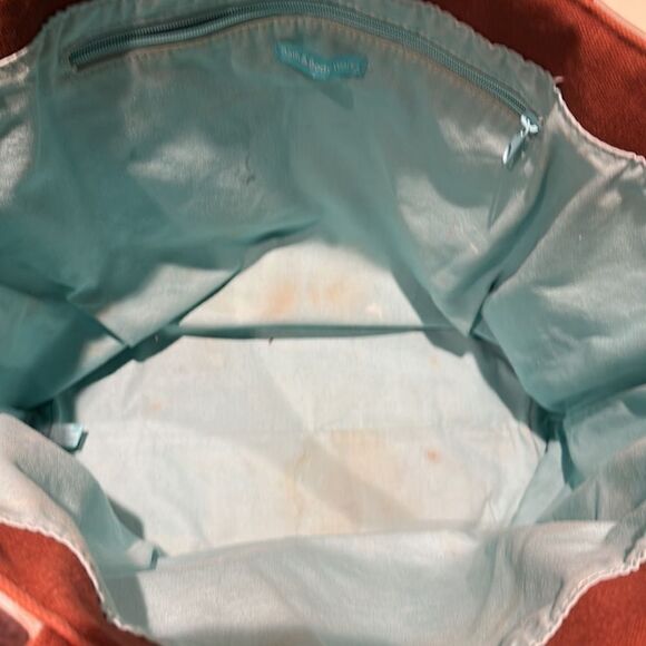 Bath and Body Works Vintage Y2K Palm Floral Print Canvas Tote Green & Blue - Picture 4 of 7